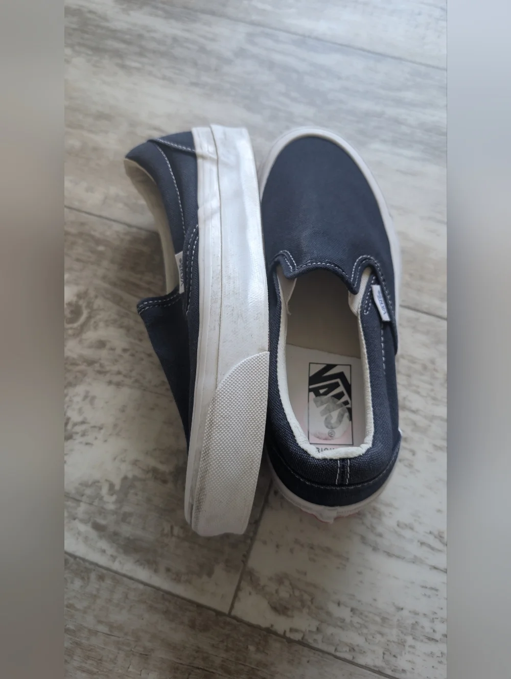 Vans Slip-On Sneakers in Navy and White